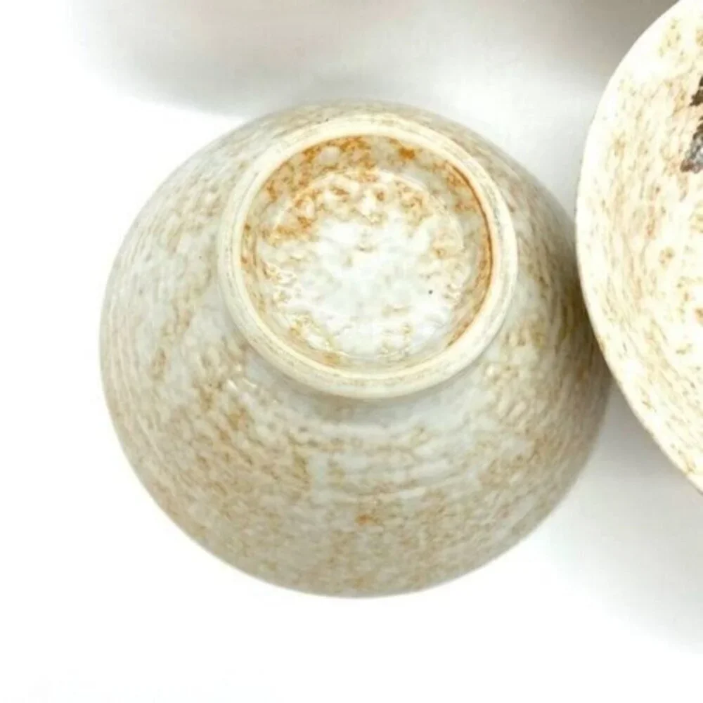 Hand Painted Stoneware Pottery Japan Rice Bowls Set Of 4 Vintage